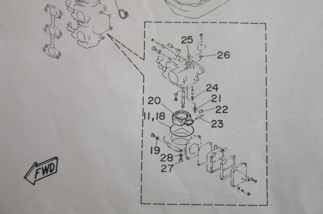 Yamaha outboardmotor Carburetor repair set 25J, 30D  Clique na imagem para fechar